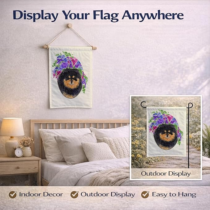Caroline's Treasures SS8075GF Pomeranian Garden Flag Mailbox Flag Decorative Yard Flag Banner Outside Patio Artwork Yard Flower Beds, Garden Size, Multicolor