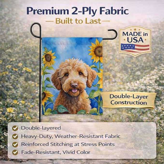 Caroline's Treasures DAC6113GF Labradoodle in Sunflowers Garden Flag Mailbox Flag Decorative Yard Flag Banner Outside Patio Artwork Yard Flower Beds, Garden Size, Multicolor