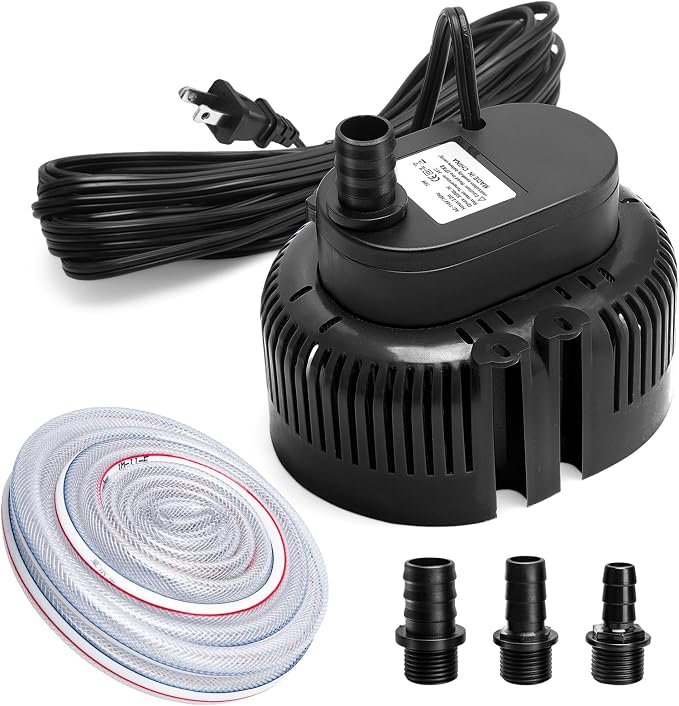 Sump Pump,Pool Cover Pump above Ground | For Swimming Pool Basement Garden Pond Tubs Draining,75W,Max Flow:850GPH,3 Adapters,25 Ft Power Cord (Black)
