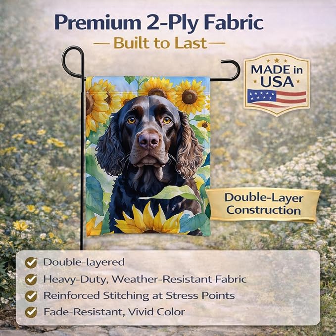Caroline's Treasures DAC6011GF American Water Spaniel in Sunflowers Garden Flag Mailbox Flag Decorative Yard Flag Banner Outside Patio Artwork Yard Flower Beds, Garden Size, Multicolor