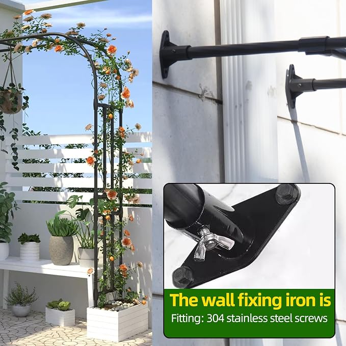 BUKLIYN Half Sided Arch Against The Wall Garden Trellis - Garden Arch Arbor Trellis for Climbing Plants Outdoor - Garden Arch for Home Yard and Garden