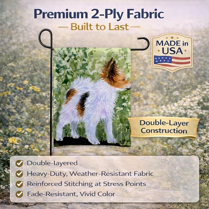Caroline's Treasures SS8714GF Papillon Garden Flag Mailbox Flag Decorative Yard Flag Banner Outside Patio Artwork Yard Flower Beds, Garden Size, Multicolor
