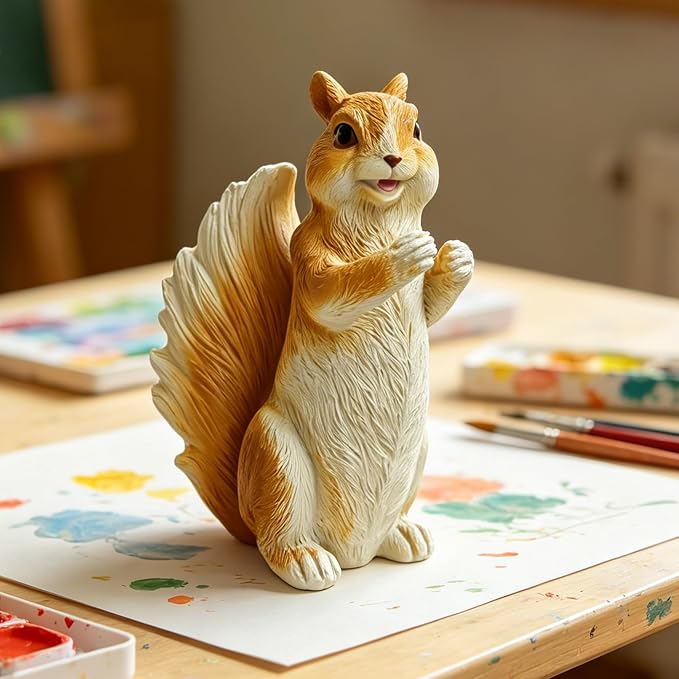 Cute Outdoor Resin Squirrel Statue Garden Decor - IP65 Waterproof Squirrel Sculpture, Unique Outdoor Decor, for Lawn and Garden Ornaments