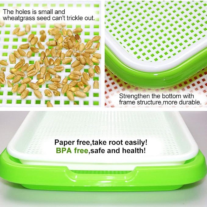 4 Layers Sprout Trays with Extra Strength Plastic Shelf Soil-Free Healthy Wheatgrass Seeds Grower & Storage Trays for Garden Home Office | BPA Free PP Soil-Free Hydroponic Growing & Storage Trays for Mung Beans, Microgreens, Wheatgrass for Home, Indoor...