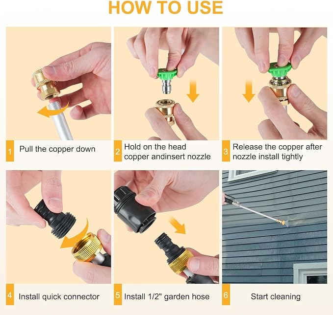 2026 New 7-1 Jet Nozzle High Pressure Hose Nozzle, High Pressure Power Washer Wand, power washer hose attachment for Gutter, Patio, Car Wash,Gardening