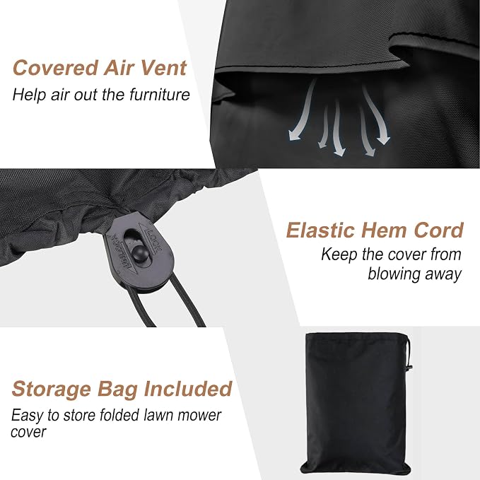 NettyPro Zero Turn Lawn Mower Cover Waterproof Heave Duty Outdoor Lawnmower Protection with Storage Bag, Fits Decks Up to 60"