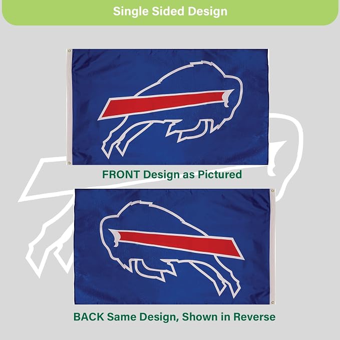 Team Sports America NFL Buffalo Bills 3x5 Outdoor Durable Flag with Grommets | Heavy Duty Flag & Banner for Outdoor Garden Patio | Indoor Wall Decor | Works with Flag Poles for Outside House