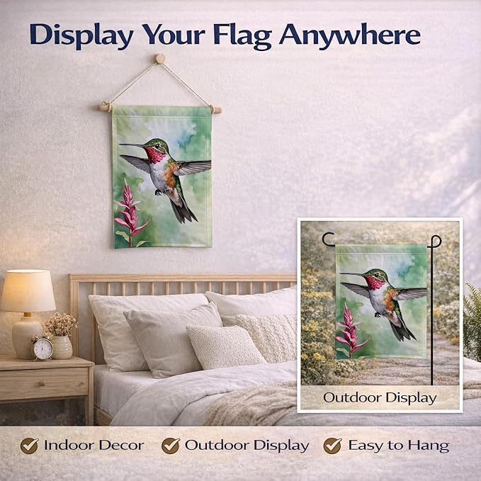 Caroline's Treasures Calliope Hummingbird Garden Flag Mailbox Flag Decorative Yard Flag Banner Outside Patio Artwork Yard Flower Beds, Garden Size, Multicolor