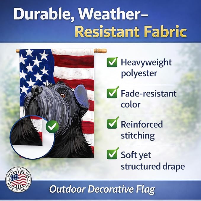 Caroline's Treasures CK6725CHF Standard Schnauzer Black American Flag House Flag Large Porch Sleeve Pole Decorative Outside Yard Banner Artwork Wall Hanging, Polyester, House Size, Multicolor