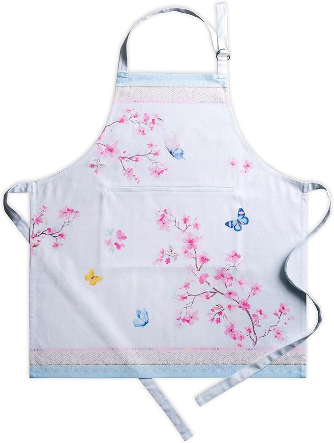 Maison d' Hermine Aprons for women with Pocket 100% Cotton (27.50"x31.50") | Adjustable Neck Strap & long ties Apron Men Chef Wedding Cooking Gardening Server Maid