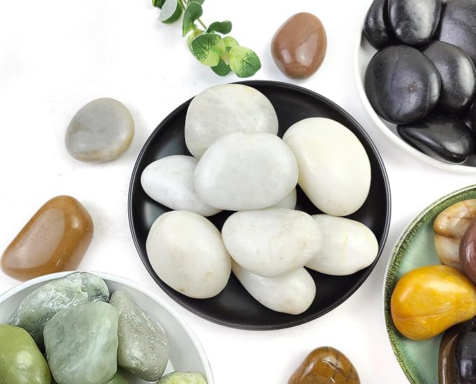 40LB White River Rocks - 2-3 inch High Polished Decorative Pebbles, Stones for Landscaping, Natural River Rocks for Outdoor Décor, Plants,Vase Filler,Fish Tank