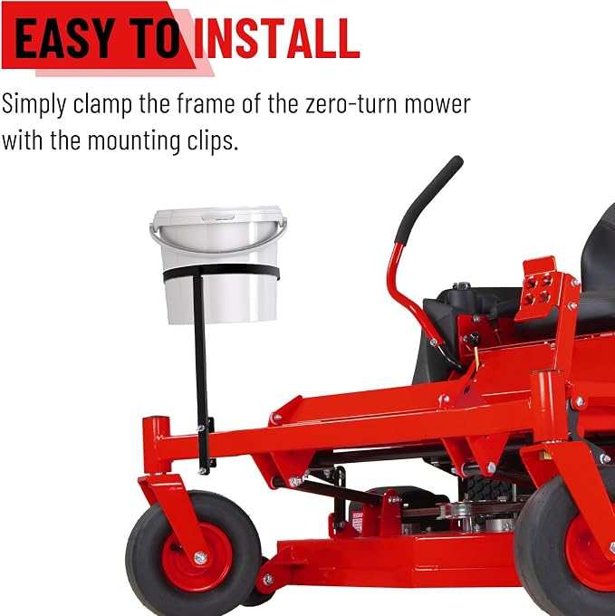 5 Gallon Trash Bucket Holder, Bucket Storage Holder Mount with Clamp for Zero Turn Mowers