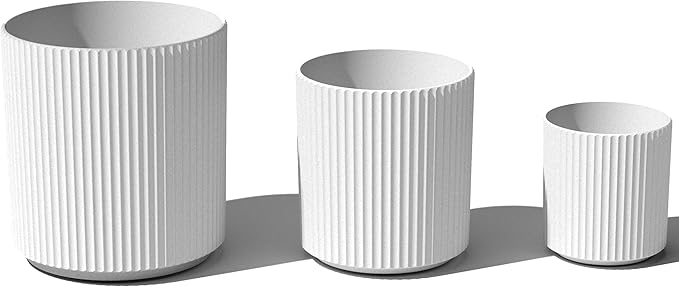 Veradek Demi Round White Plastic Planter Bundle (12 in. 16 in. 20 in.) DMV-BUN-W