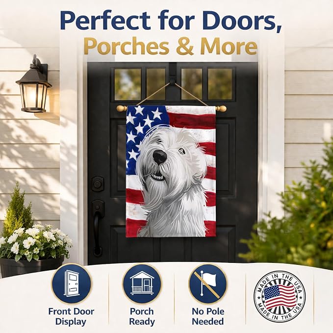 Caroline's Treasures CK6697CHF Sealyham Terrier American Flag House Flag Large Porch Sleeve Pole Decorative Outside Yard Banner Artwork Wall Hanging, Polyester, House Size, Multicolor