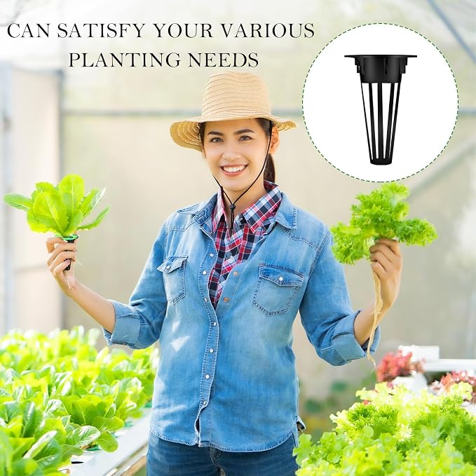 Cunhill 100 Pcs Hydroponic Grow Baskets and Seed Pod Label, 0.5 Inch, Black | 0.5 Inch Grow Baskets,50 Hydroponic Grow Baskets & 50 Labels,Compatible with Hydroponic Growing System
