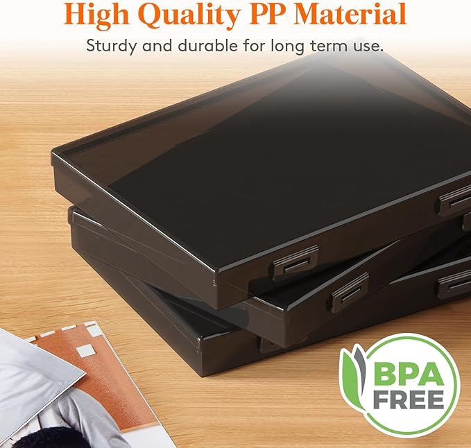 Lifewit 1 Pcs Photo Storage Set with 9 pcs 5"x7" Inner Photo Box& 28 x 22 cm/11x8.5 Transport Case, Craft Organizer for Seed Cards Pictures Office Supplies with 1 Sheet Label Sticker, Black