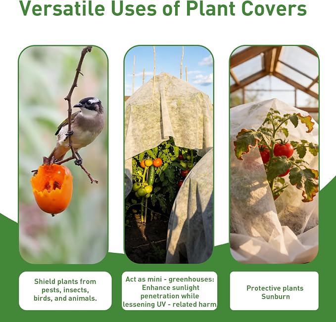 2 Pack Plant Covers Freeze & Sun Protection,10ft x 33ft Frost Cloth Plant Cover Blanket for Outdoor Plants Winter or Floating Row Covers Freeze Protection Garden Covers for Vegetables Insect