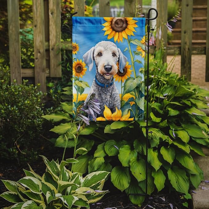 Caroline's Treasures DAC6021GF Bedlington Terrier in Sunflowers Garden Flag Mailbox Flag Decorative Yard Flag Banner Outside Patio Artwork Yard Flower Beds, Garden Size, Multicolor