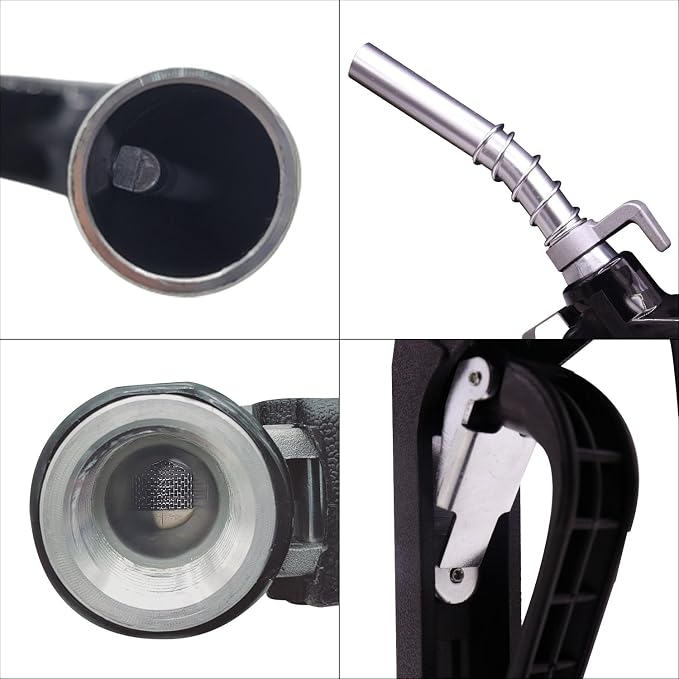 Black 3/4"inch NPT Automatic Shut-Off Fuel Nozzle With Hook+Filter Fuel Refilling Tool Used for diesel,gasoline,kerosen (13/16"Spout Max Flow Rate 16 GPM)