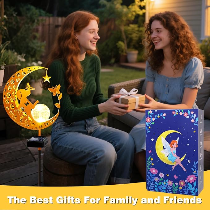 Solar Garden Lights Waterproof, Gift for Women Mom Grandma Wife Daughter, Dog Pathway Stake Lights, Glass Globe with Moon Dog Decor, Outdoor Decor Lights for Walkway Yard Lawn Patio Courtyard Garden