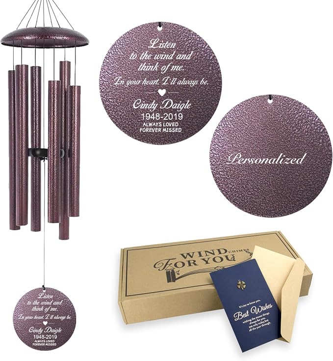 ASTARIN 36" Large Deep Tone Personalized Sympathy Wind Chimes, Memorial Wind Chime for Loss of Mother Father Loved One, Bereavement Gifts Decor Outdoor Patio Garden Graveyard, Produced in Texas