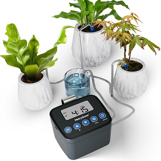 Automatic Watering System for Potted Plants, Drip Irrigation Kit System, Plant Self Watering Devices for Office Patio Greenhouse GrowTent, with Programmable Water Timer（Black