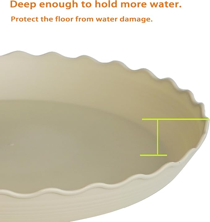 6 Pack Plant Saucer 6 inch, Heavy Duty Plastic Plant Saucers, Durable Plant Tray for Pots, Flower Saucers for Indoors, Plant Pot Saucers, Trays for Planter (Beige)