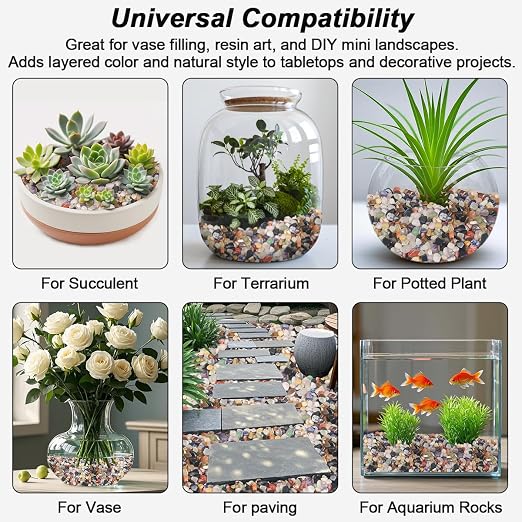 Fish Tank Decor,Landscaping Pebbles, River Rocks Decorative Ornamental Pebbles, DIY Smoothed Rocks for Potted Plant Resin Art Vase Fillers Aquarium Gravel Rocks (Mixed Color, 10 Pounds)