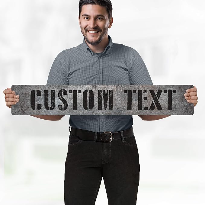Custom Sign, Custom Street Sign, 11 Font Colors, 13 Font Styles, 4 Hole Options, 22 Sizes, 6x36 Inches, Rust Free DiBound, Fade Resistant, Made in USA by My Sign Center (Grunge Metal)