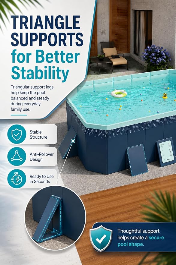 Non-Inflatable PVC Folding Swimming Pool Capacity Outdoor & Indoor Portable Pool for Patio, Garden, Yard, Adult & Family Summer Relaxation(82.67 Inch)