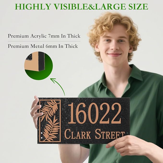 Custom House Address Sign, House Number Plaque Sign for Lawn,Yard,Ground,Driveway,Garden with 2 Stakes,Style 5
