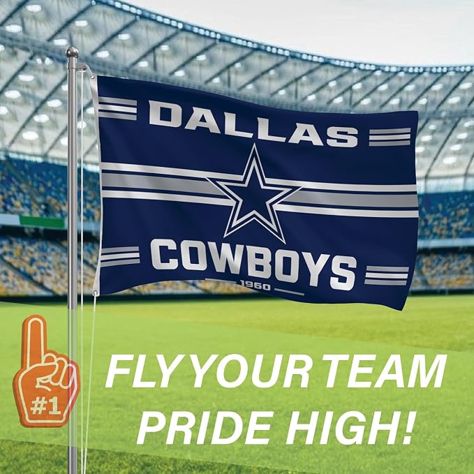 NFL Dallas Cowboys Vintage Flag | 3 x 5 Estate Flag with Grommets | Heavy Duty Banner for Outdoor Garden Patio Decoration | Indoor Wall Decor for Room | Works with Flagpoles for Outside House (Dallas Cowboys-Vintage)