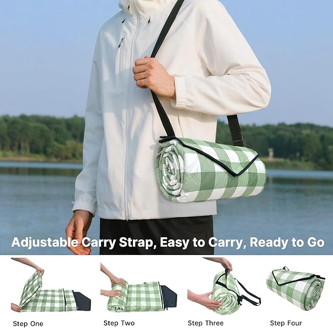 TigeJoy Extra Large Picnic Blanket Waterproof Foldable 80''x100'', Outdoor Picnic Mat Beach Blanket Sandproof for Park, Grass, Travel, Hiking, Camping Essentials, Gingham Picnic Blanket