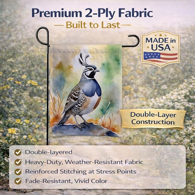 Caroline's Treasures California Quail Garden Flag Mailbox Flag Decorative Yard Flag Banner Outside Patio Artwork Yard Flower Beds, Garden Size, Multicolor
