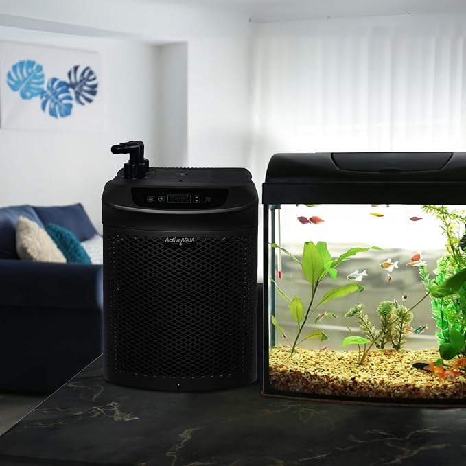 Active Aqua Hydroponic Water Chiller, 0.25 HP, Pure Titanium, 40-92 Gallon | Portable Cooling System with Boost Function for Aquaponics, Cold Plunge Baths & Aquariums, Evaporator Cooler for Reservoirs