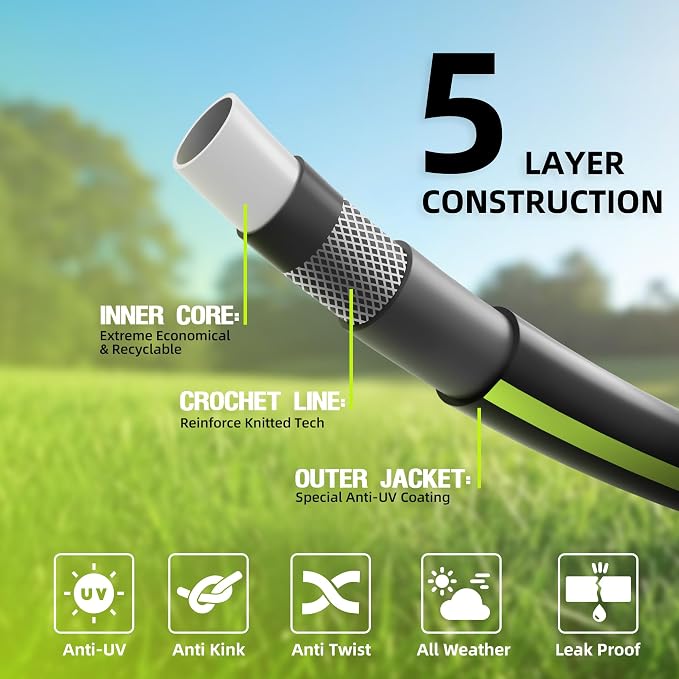 Worth Leader Short Garden Hose 3/4 in. x 10 ft. - Heavy Duty Lightweight PVC Water Hose - Flexible, No Kink, Leakproof, Male to Female Fittings - 200PSI Work & 500PSI Burst, for Lawn & Commercial Use