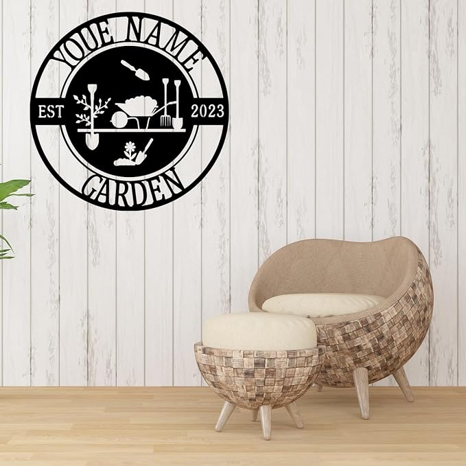 CFC012 Garden metal art logo, personalized metal logo, large shed garden logo, customized mural art, for garden outdoor decoration, personalized outdoor plaque