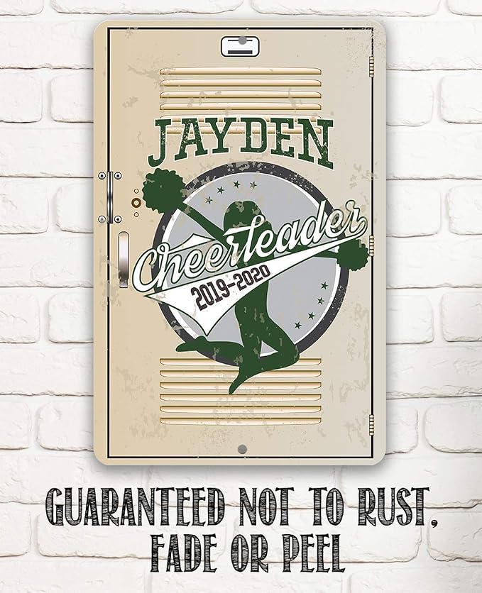 Personalized Cheerleader Design Locker Decor - Customized Cheerleader Room Decor, Girl's Bedroom Accessories, Unique Graduation Gift, 8x12 or 12x18 Use Indoor or Outdoor Rustic Locker Metal Tin Sign