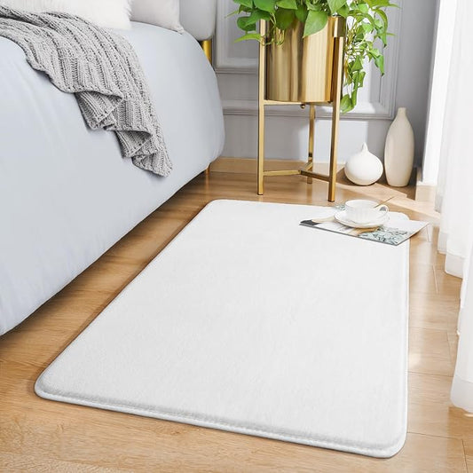 Amearea Modern Washable Runner Rugs, 2x3 Feet White Bedroom Runner Rug | Small Area Rugs for Bedroom Living Room, Non Slip Memory Foam Rug for Entrance Entryway Kids Boys Girls Room Laundry Room