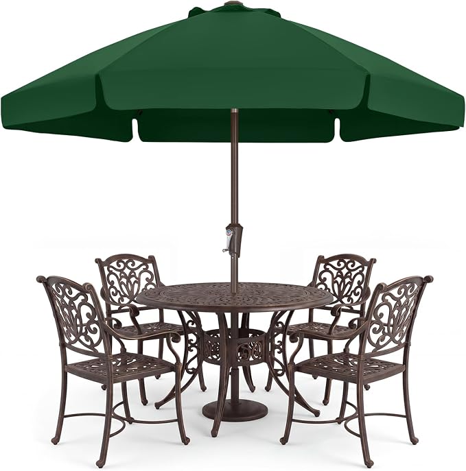 ABCCANOPY 7.5ft Scalloped Patio Umbrella, Outdoor Table Umbrella with Tilt and Crank, Fiberglass Ribs Deck Umbrella for Patio, Pool, Garden, Picnic (Green)