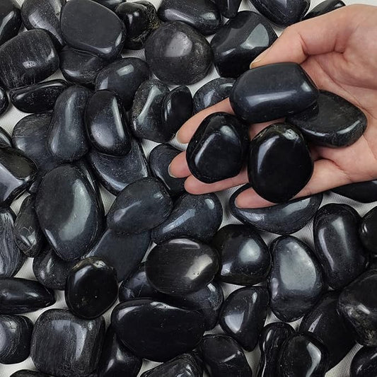 FANTIAN 40 lbs Black River Rocks for Landscaping,1-2 Inch Decorative Black Stones Pebbles for Plants, Vase Fillers, Fish Tank and Garden Rocks