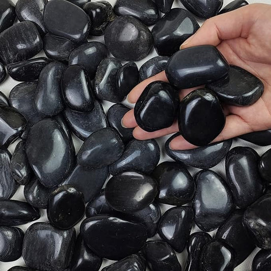 FANTIAN 10 lbs Pebbles for Outdoor Landscaping, 1-2 inch Black River Rocks for Plants Indoor, Decorative Black Stones for Planters Vase Aquarium Rocks and Garden Rocks