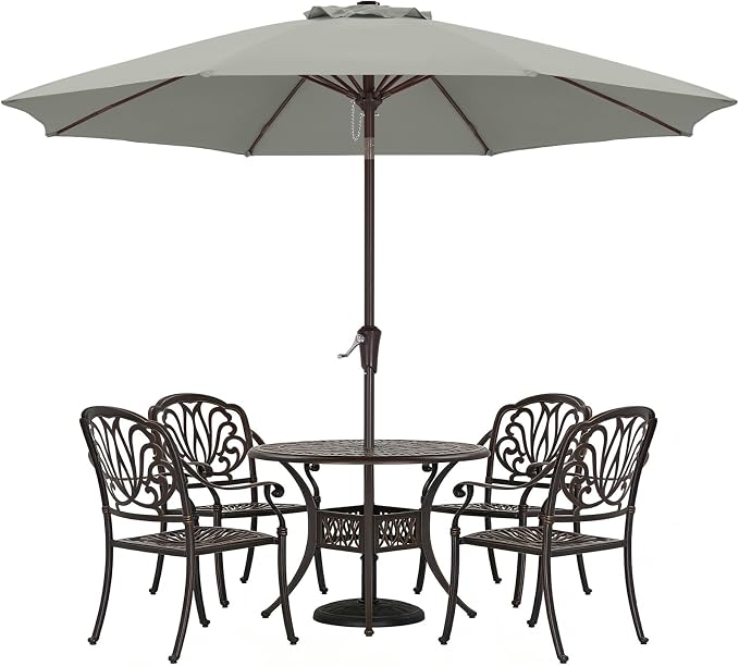 ABCCANOPY 10FT Patio Umbrella, Outdoor Waterproof Table Umbrella with Push Button Tilt and Crank, 8 Ribs UV Protection Pool Umbrella for Garden, Lawn, Deck & Backyard (Gray)