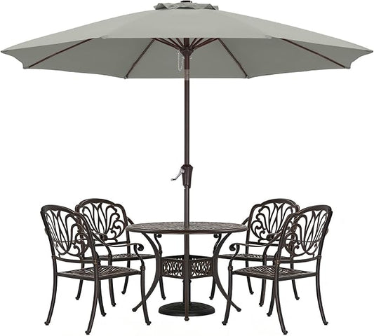 ABCCANOPY 10FT Patio Umbrella, Outdoor Waterproof Table Umbrella with Push Button Tilt and Crank, 8 Ribs UV Protection Pool Umbrella for Garden, Lawn, Deck & Backyard (Gray)