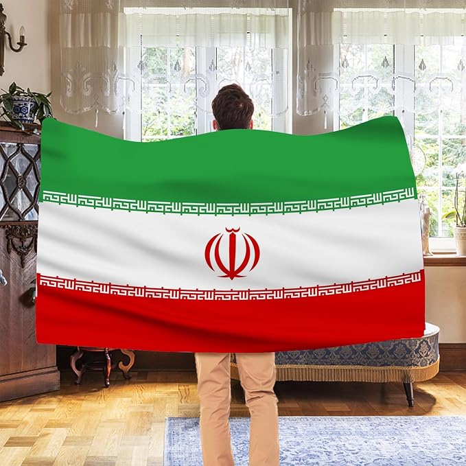 AhfuLife Iran Flag 5ft x 3ft for Party Decorations, 1 Pcs Large Iran Flags Polyester Double Side with Brass Eyelets for World Cup Football National Day Garden Street Indoor Outdoor Decorations