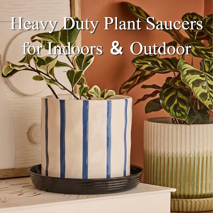 10Pack Plant Saucer 9 inch, Heavy Duty Flower Pot Saucers, Plant Pot Saucers Bulk, 1.5'' Deeper Plant Trays for Pots Durable Drip Trays for Potted Plants, Plant Saucers for Outdoors and Indoors