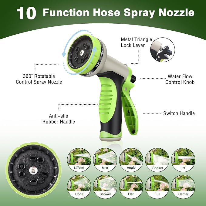 25FT Metal Garden Hose 304 Stainless Steel Flexible Water Hose - No Kink & Tangle Heavy Duty Pipe with Nozzle, Durable 3/4 Brass Fittings and Valve - Rust Proof Puncture Proof for Yard Lawn