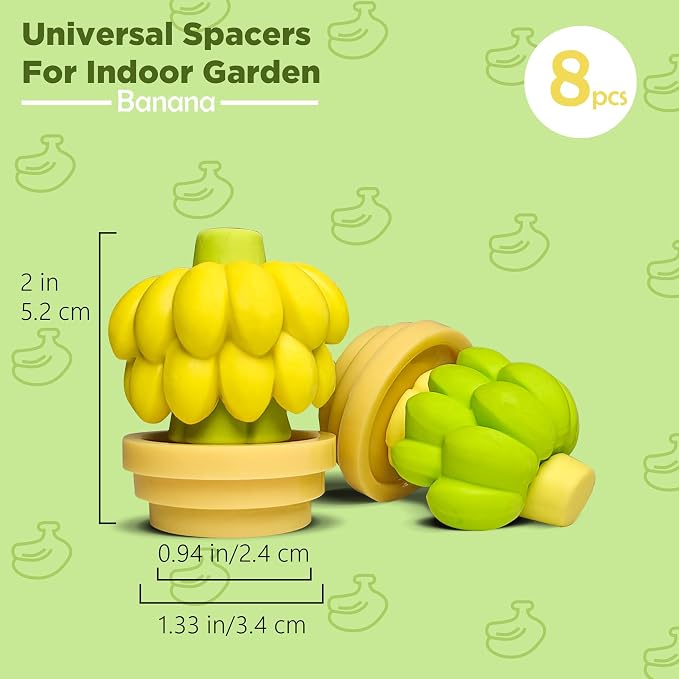 Universal Plant Spacer Caps (8 Pcs) Compatible with AeroGarden, Ahopegarden, GardenCube, iDOO, Mufga, Letpot and Other Hydroponics Growing System, Pod Cover Lids for Indoor Garden Banana