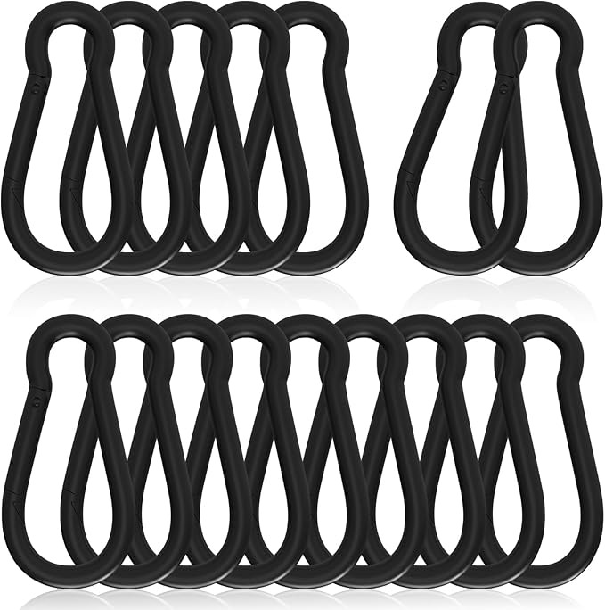Heavy-Duty Carabiner Clip 1.57"–5.5", Black/Silver Spring Snap Hook, Quick Link Keychain Clip for Keys, Swing Set, Camping, Fishing, Hiking & Traveling (120–1350 lbs)
