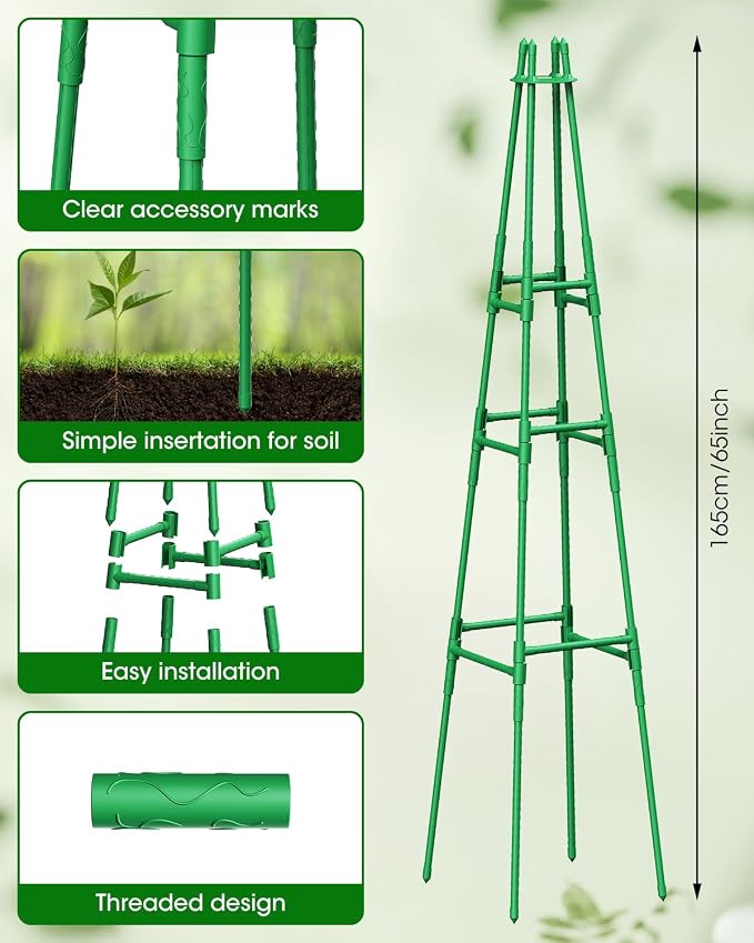 MYMULIKE 2 Pack Garden Trellis for Climbing Plants Outdoor, 6FT Plant Trellis Support for Climbing Vine, Plant Support Tower Cages Plastic Coated Metal Pipe Supports for Outdoor Indoor,Tomato cage